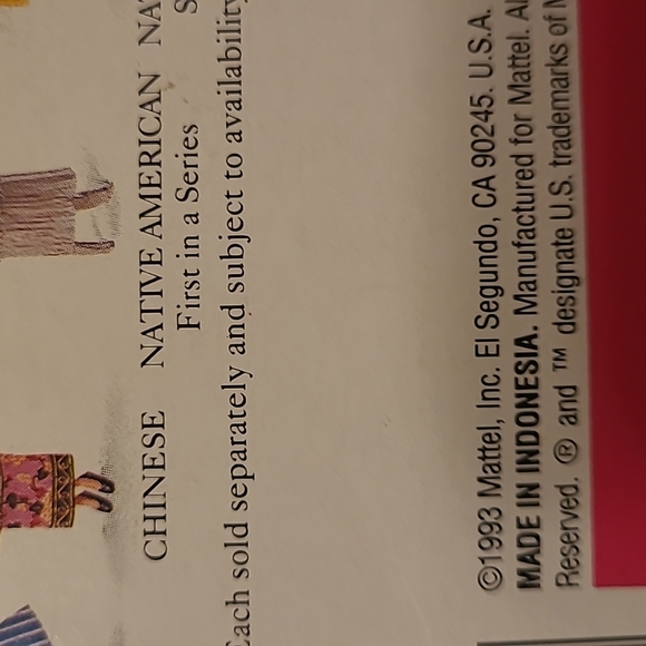 Second Edition Native American Barbie 1993, NIB, Vintage - Picture 6 of 6